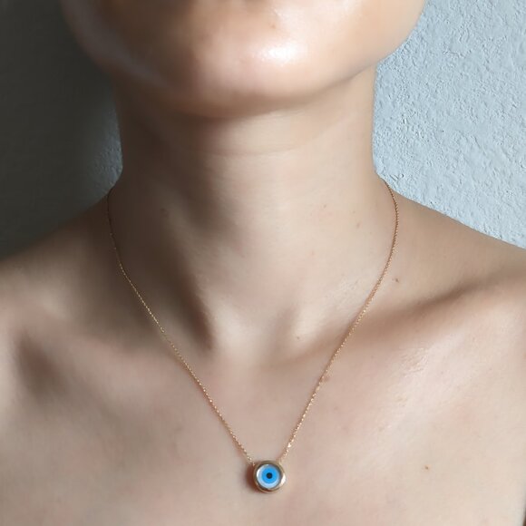 Elara Fae Jewelry - Evil Eye 18k Gold Necklace